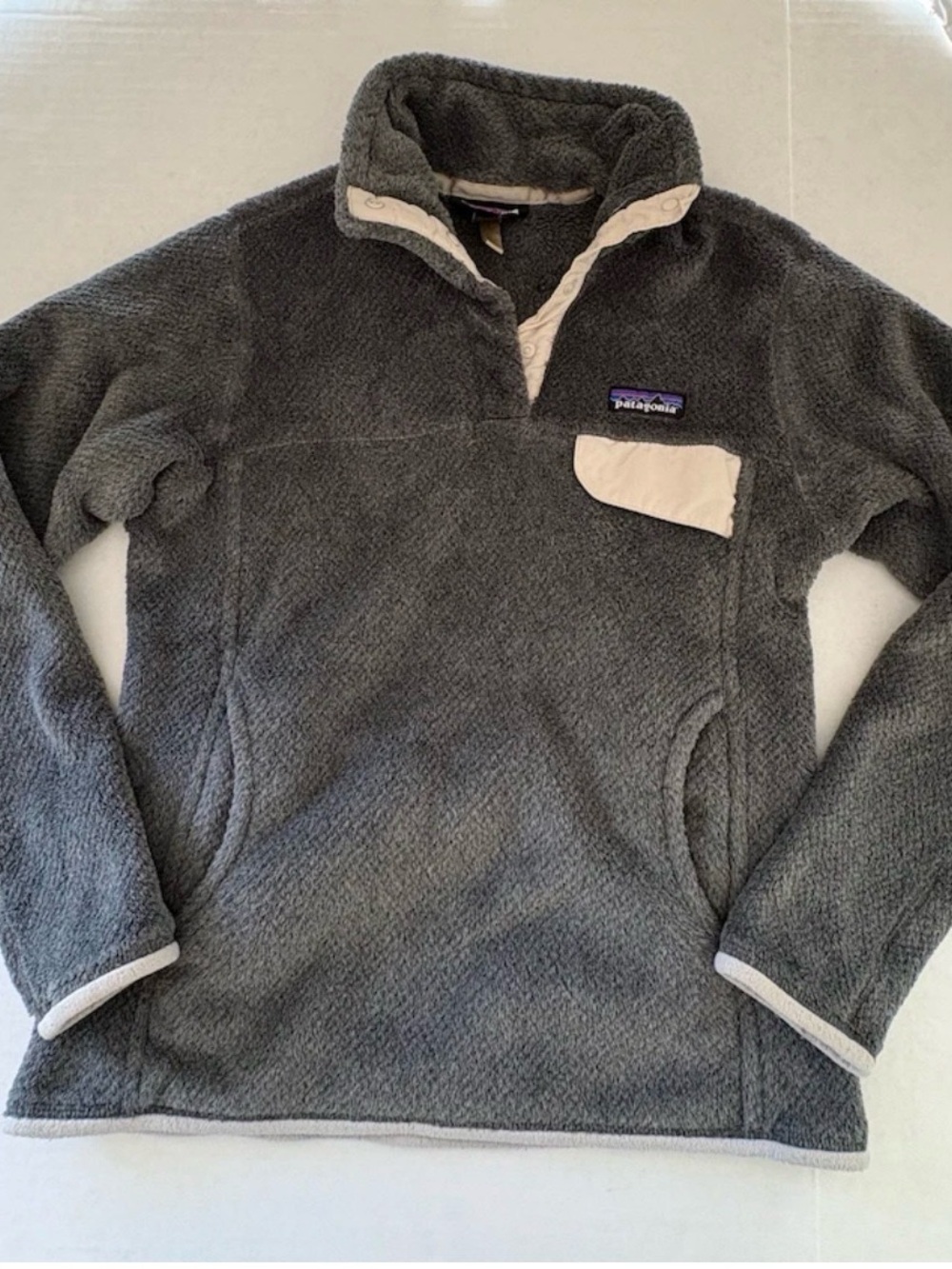PATAGONIA Womens Gray Fleece Snap T Sweater Re-Tool Pullover- Size Small